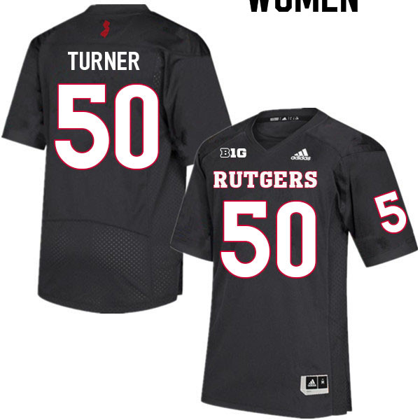 Women #50 Julius Turner Rutgers Scarlet Knights College Football Jerseys Sale-Black